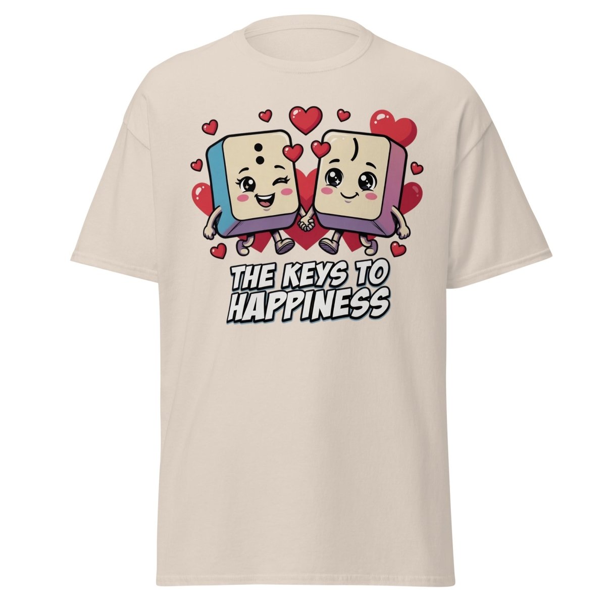 The Keys to Happiness Cute Keys Love T-Shirt - Natural - TeeRipple