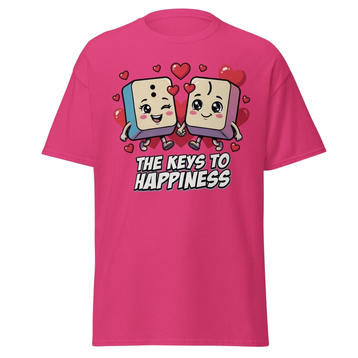 The Keys to Happiness Cute Keys Love T-Shirt - Heliconia - TeeRipple