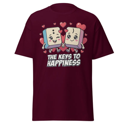 The Keys to Happiness Cute Keys Love T-Shirt - Maroon - TeeRipple