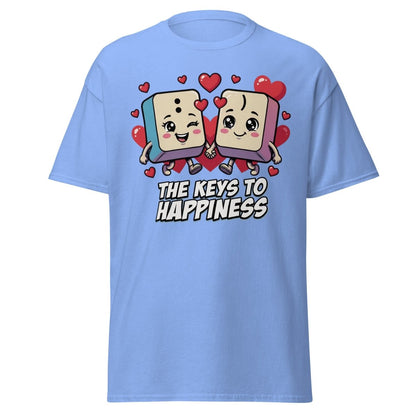 The Keys to Happiness Cute Keys Love T-Shirt - Carolina Blue - TeeRipple