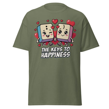 The Keys to Happiness Cute Keys Love T-Shirt - Military Green - TeeRipple