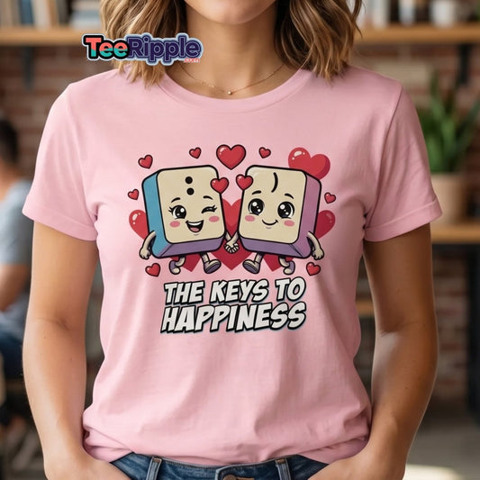 The Keys to Happiness Cute Keys Love T-Shirt - Maroon - TeeRipple