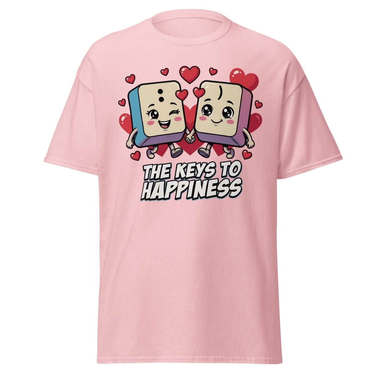 The Keys to Happiness Cute Keys Love T-Shirt - Light Pink - TeeRipple