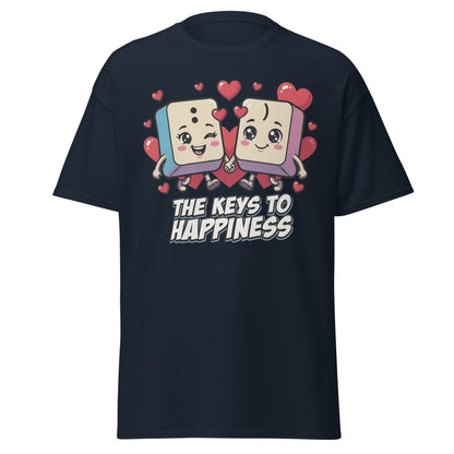 The Keys to Happiness Cute Keys Love T-Shirt - Navy - TeeRipple
