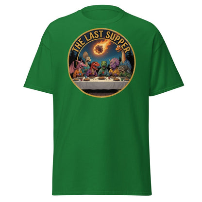 The Last Supper Dinosaur T-Shirt - Funny Dino Apocalypse Tee - Turf Green - TeeRipple