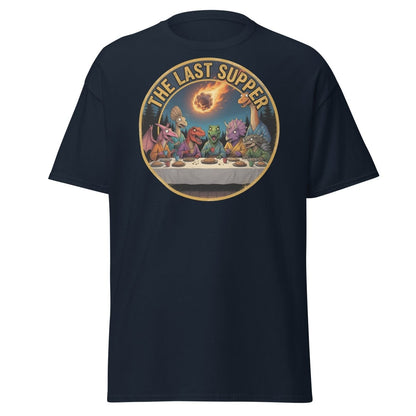 The Last Supper Dinosaur T-Shirt - Funny Dino Apocalypse Tee - Navy - TeeRipple