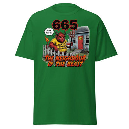The Neighbour of the Beast Funny Devil T-Shirt - Turf Green - TeeRipple