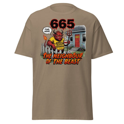The Neighbour of the Beast Funny Devil T-Shirt - Brown Savana - TeeRipple