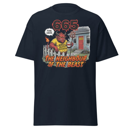 The Neighbour of the Beast Funny Devil T-Shirt - Navy - TeeRipple