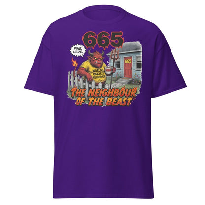 The Neighbour of the Beast Funny Devil T-Shirt - Purple - TeeRipple