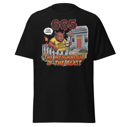 The Neighbour of the Beast Funny Devil T-Shirt - Black - TeeRipple