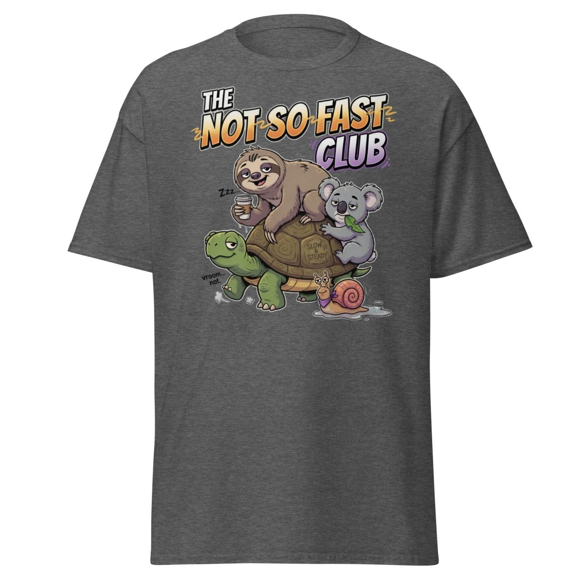 The Not So Fast Club Funny Slow Animals T-Shirt - Dark Heather - TeeRipple