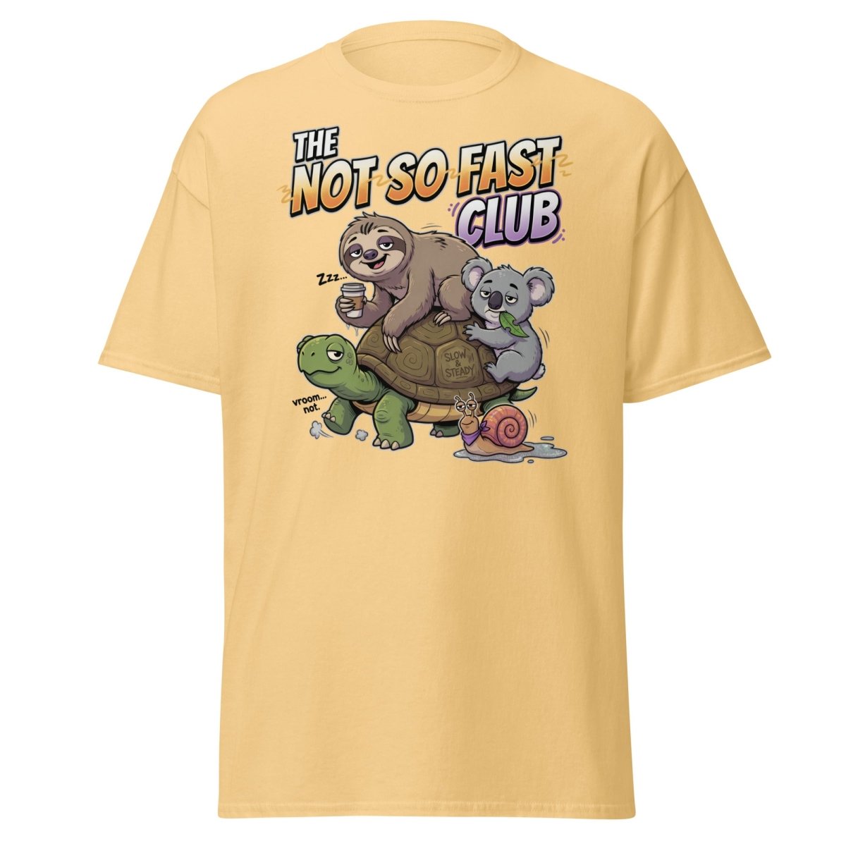 The Not So Fast Club Funny Slow Animals T-Shirt - Yellow Haze - TeeRipple