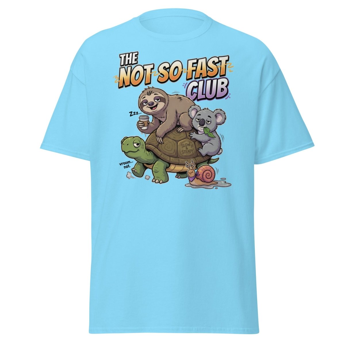 The Not So Fast Club Funny Slow Animals T-Shirt - Sky - TeeRipple