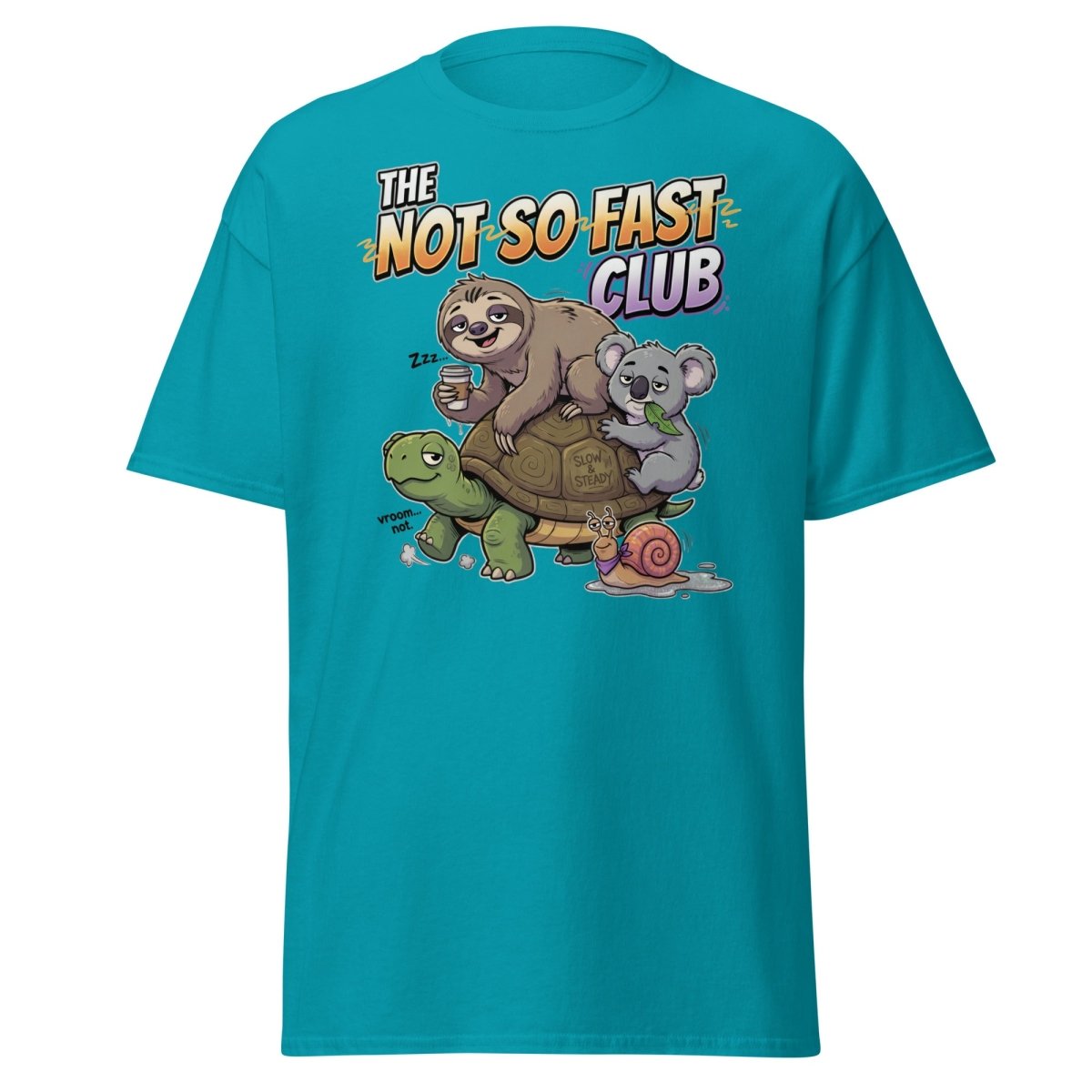 The Not So Fast Club Funny Slow Animals T-Shirt - Tropical Blue - TeeRipple