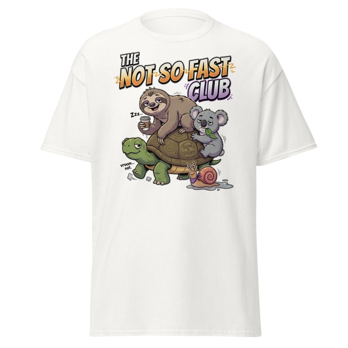 The Not So Fast Club Funny Slow Animals T-Shirt - White - TeeRipple