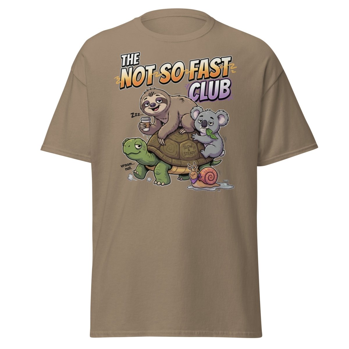 The Not So Fast Club Funny Slow Animals T-Shirt - Brown Savana - TeeRipple
