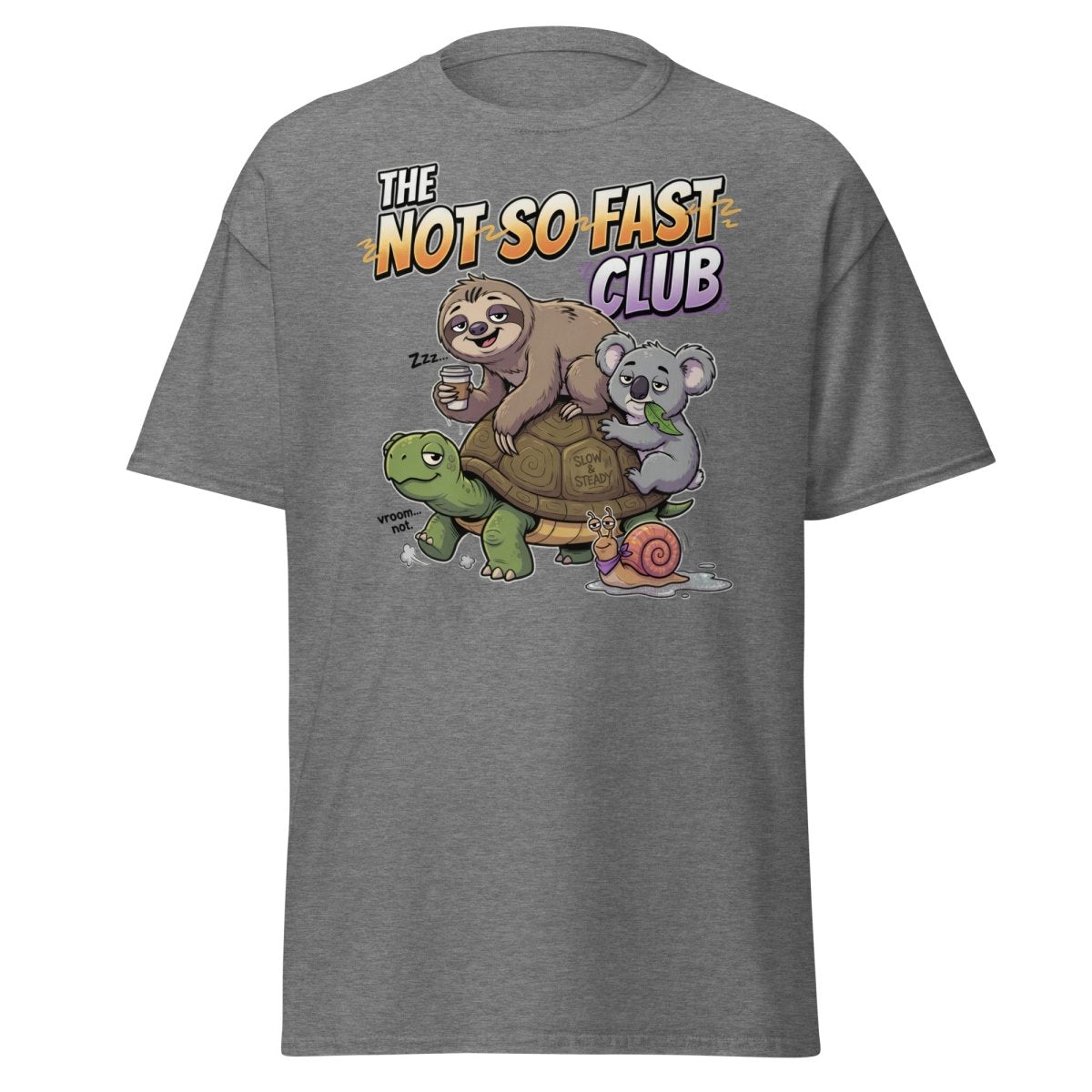 The Not So Fast Club Funny Slow Animals T-Shirt - Graphite Heather - TeeRipple
