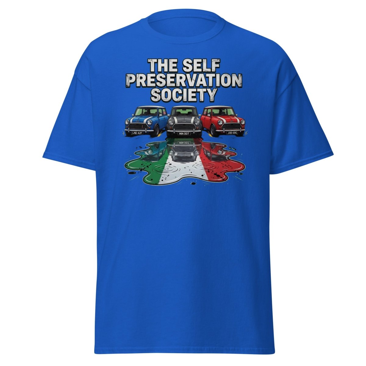 The Self Preservation Society Mini Cars T-Shirt - Royal - TeeRipple