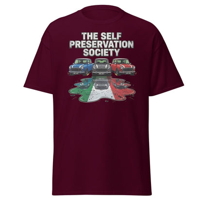 The Self Preservation Society Mini Cars T-Shirt - Maroon - TeeRipple