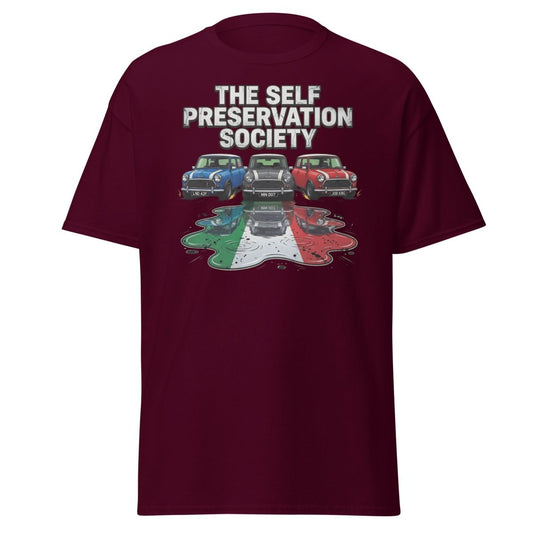 The Self Preservation Society Mini Cars T-Shirt - Maroon - TeeRipple