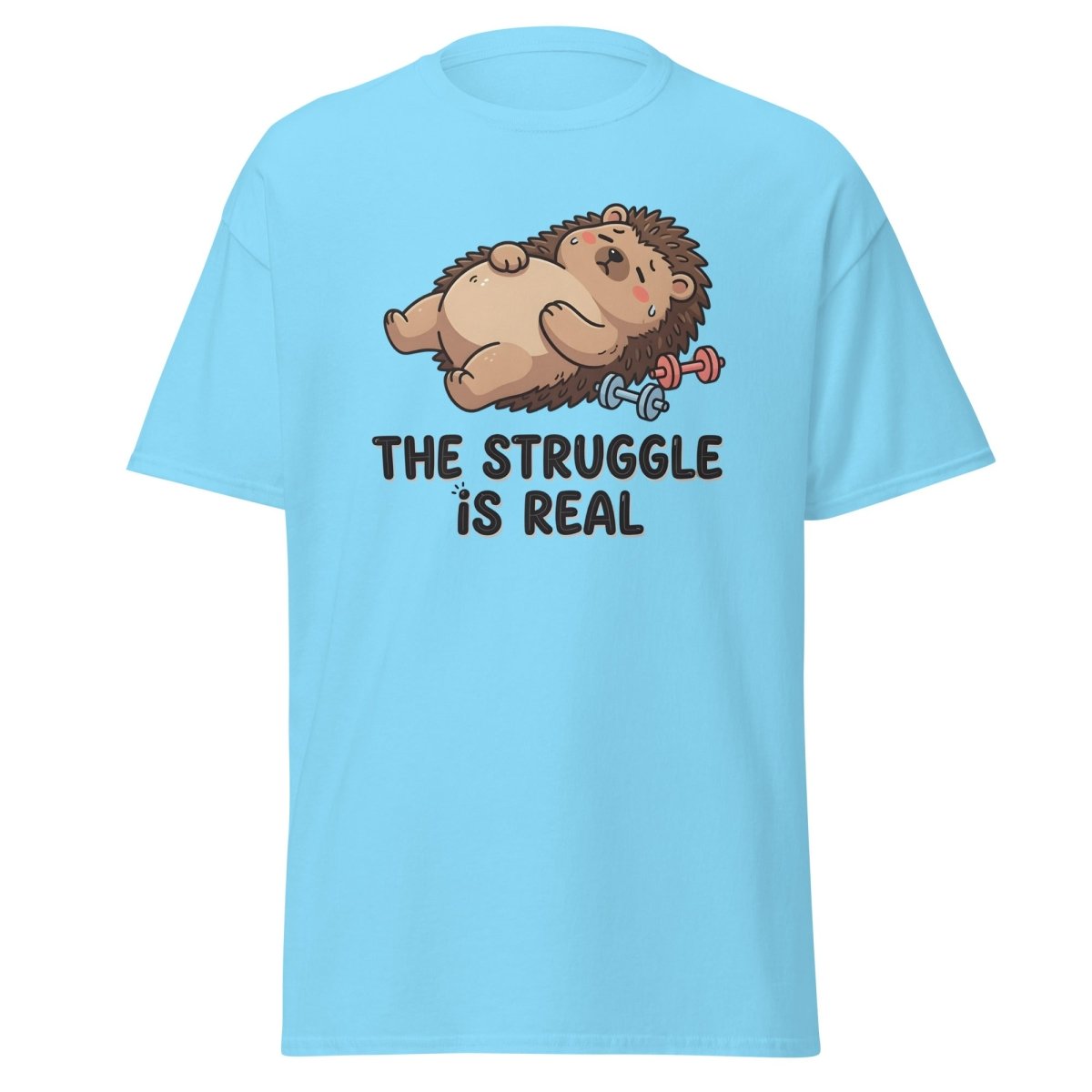 The Struggle Is Real Hedgehog T-Shirt | Funny Gym Tee - Sky - TeeRipple