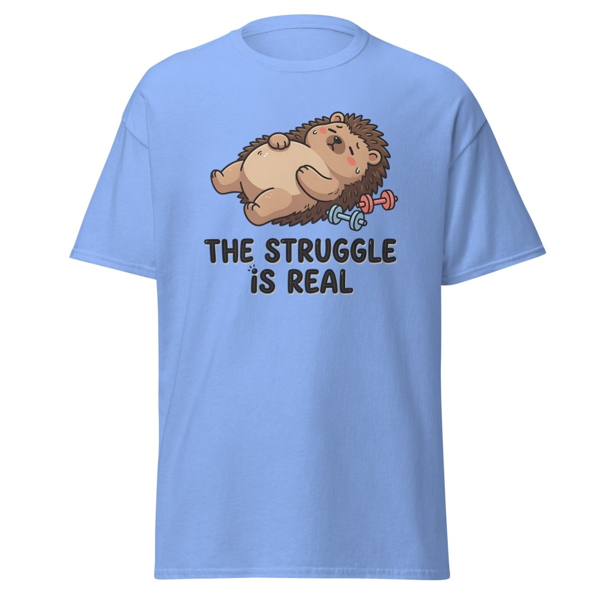 The Struggle Is Real Hedgehog T-Shirt | Funny Gym Tee - Carolina Blue - TeeRipple