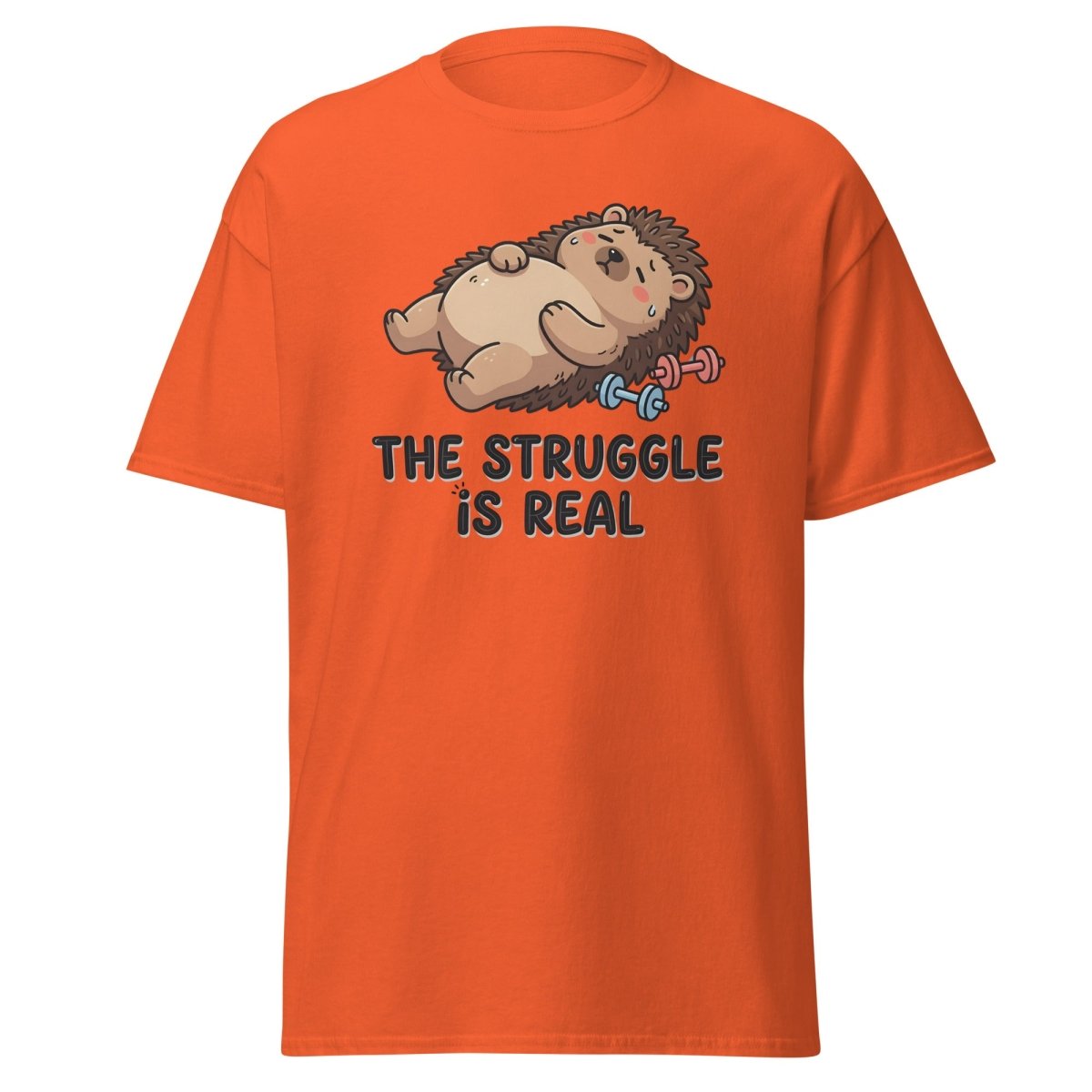 The Struggle Is Real Hedgehog T-Shirt | Funny Gym Tee - Orange - TeeRipple