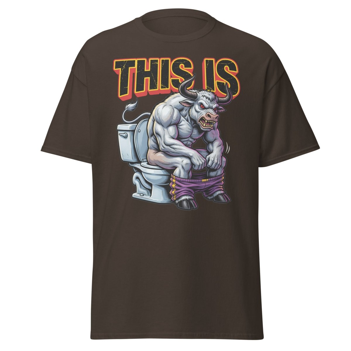 This Is Bullshit Funny Bull Toilet T-Shirt - Dark Chocolate - TeeRipple