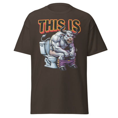 This Is Bullshit Funny Bull Toilet T-Shirt - Dark Chocolate - TeeRipple