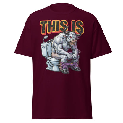 This Is Bullshit Funny Bull Toilet T-Shirt - Maroon - TeeRipple