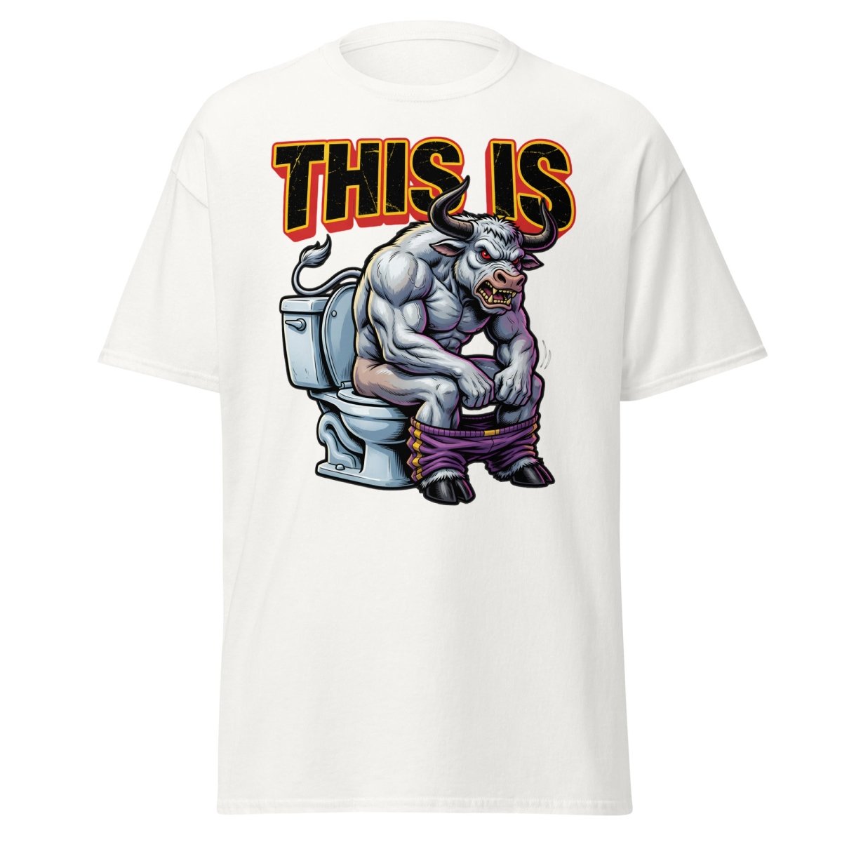 This Is Bullshit Funny Bull Toilet T-Shirt - White - TeeRipple