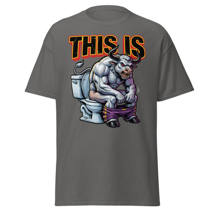 This Is Bullshit Funny Bull Toilet T-Shirt - Charcoal - TeeRipple