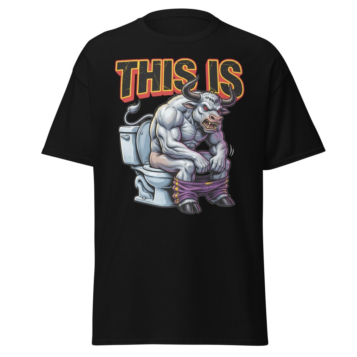 This Is Bullshit Funny Bull Toilet T-Shirt - Black - TeeRipple