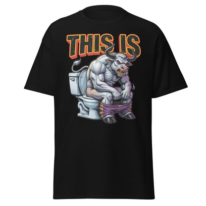 This Is Bullshit Funny Bull Toilet T-Shirt - Black - TeeRipple