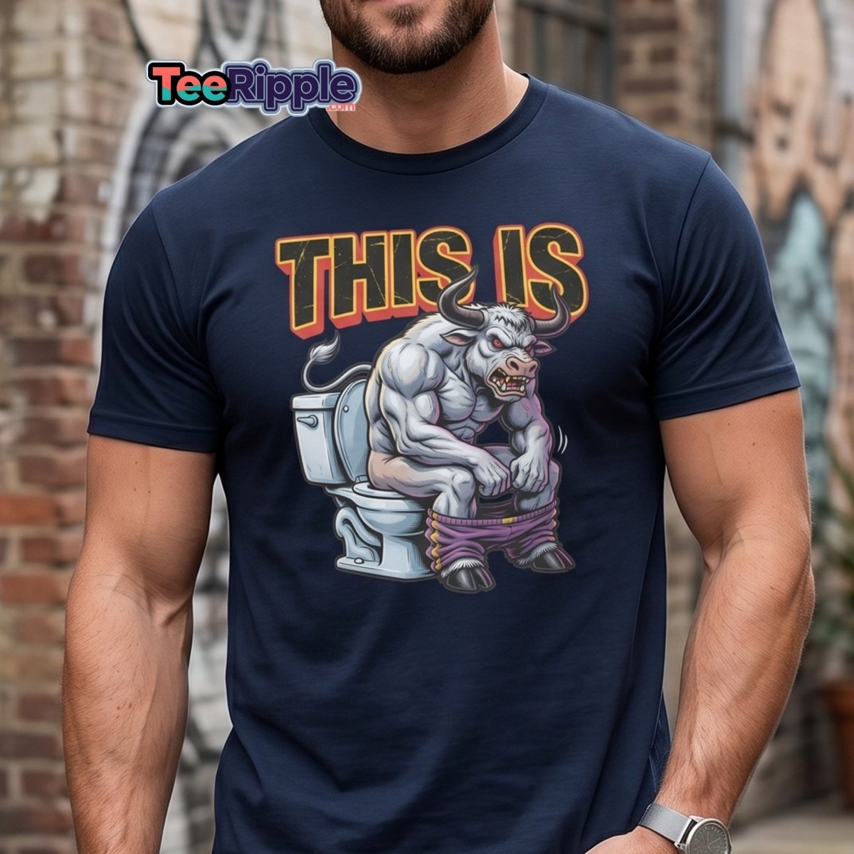 This Is Bullshit Funny Bull Toilet T-Shirt - Maroon - TeeRipple