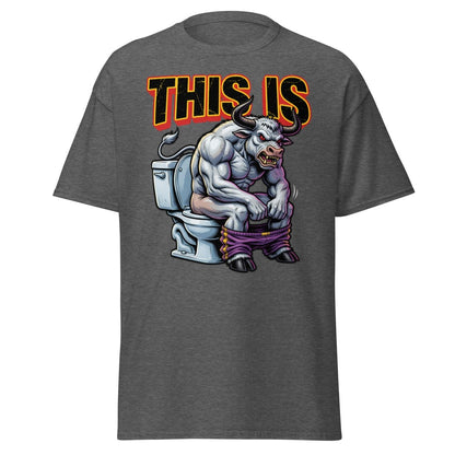 This Is Bullshit Funny Bull Toilet T-Shirt - Dark Heather - TeeRipple