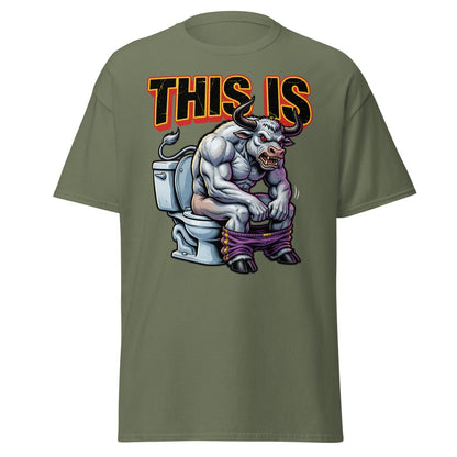 This Is Bullshit Funny Bull Toilet T-Shirt - Military Green - TeeRipple
