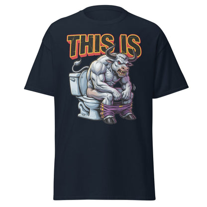 This Is Bullshit Funny Bull Toilet T-Shirt - Navy - TeeRipple