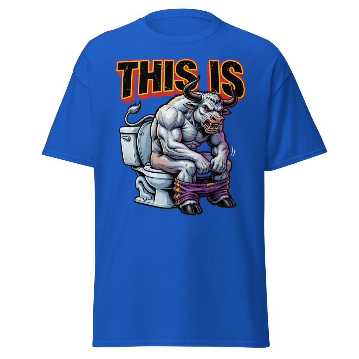 This Is Bullshit Funny Bull Toilet T-Shirt - Royal - TeeRipple