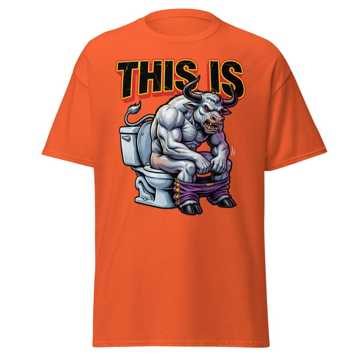 This Is Bullshit Funny Bull Toilet T-Shirt - Orange - TeeRipple
