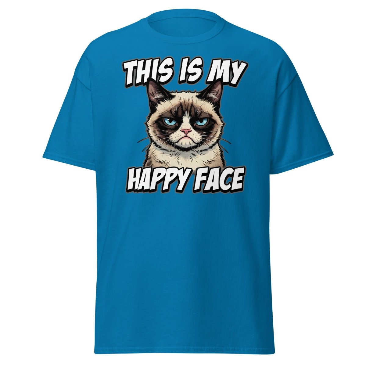 This Is My Happy Face Grumpy Cat T-Shirt - Sapphire - TeeRipple