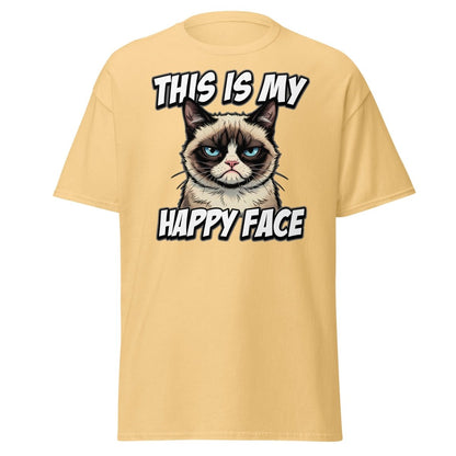 This Is My Happy Face Grumpy Cat T-Shirt - Yellow Haze - TeeRipple