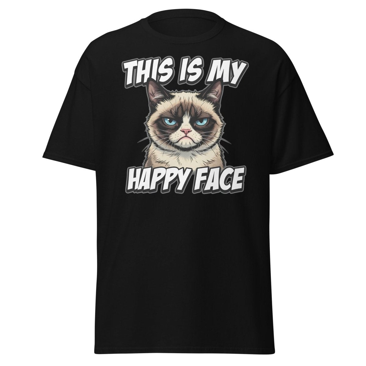 This Is My Happy Face Grumpy Cat T-Shirt - Black - TeeRipple