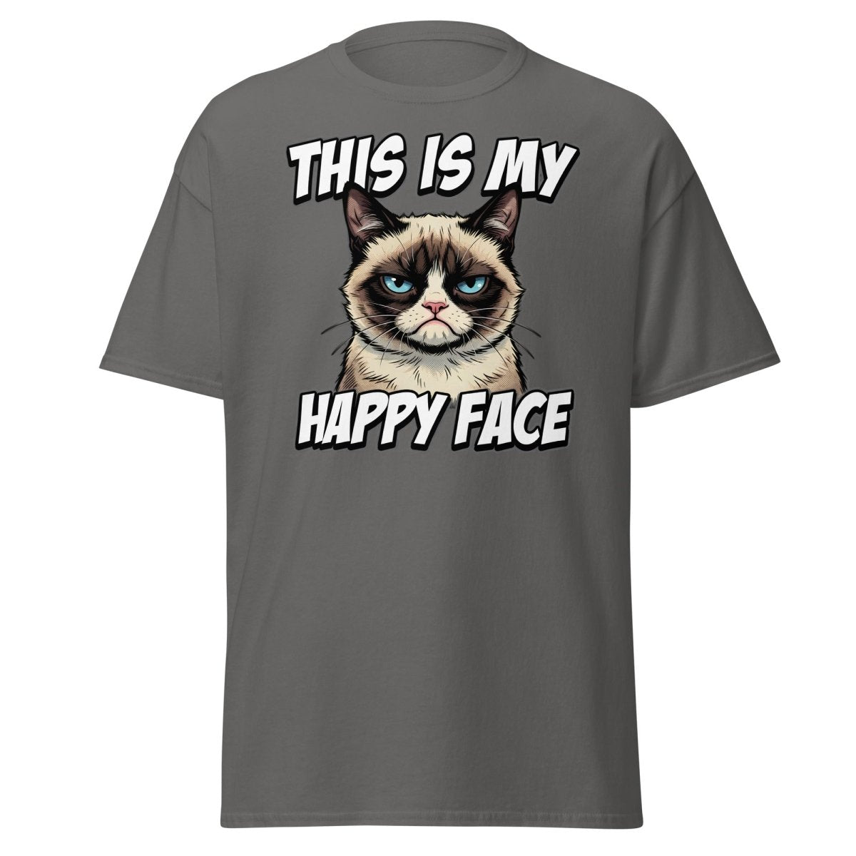 This Is My Happy Face Grumpy Cat T-Shirt - Charcoal - TeeRipple