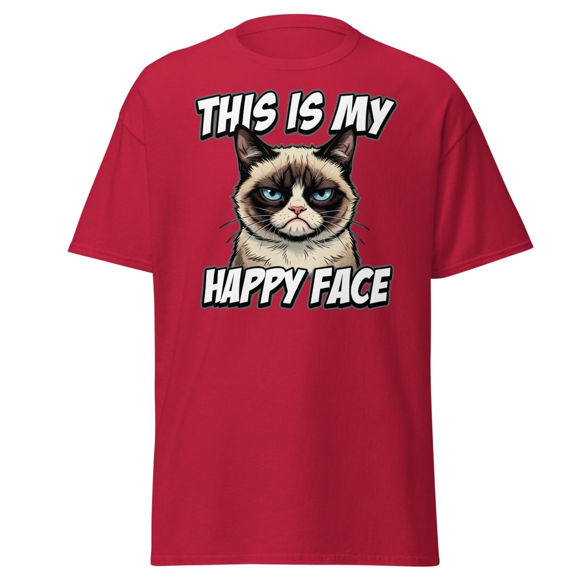 This Is My Happy Face Grumpy Cat T-Shirt - Cardinal - TeeRipple