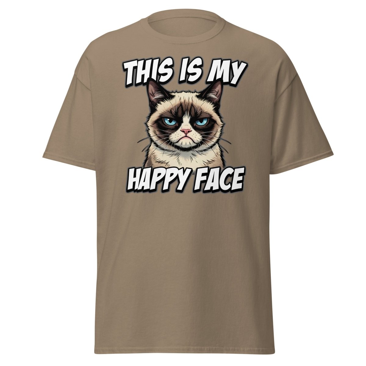 This Is My Happy Face Grumpy Cat T-Shirt - Brown Savana - TeeRipple