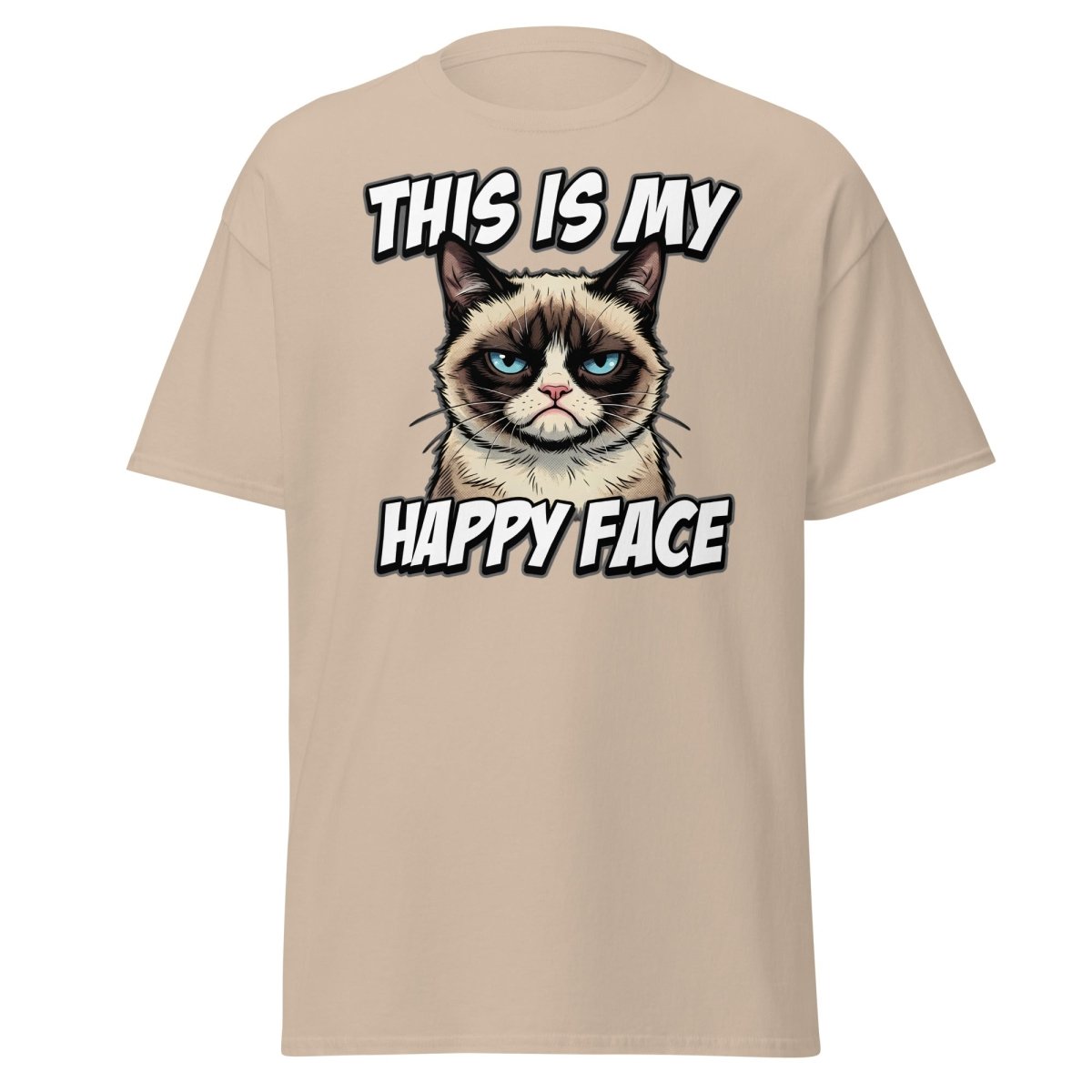 This Is My Happy Face Grumpy Cat T-Shirt - Sand - TeeRipple