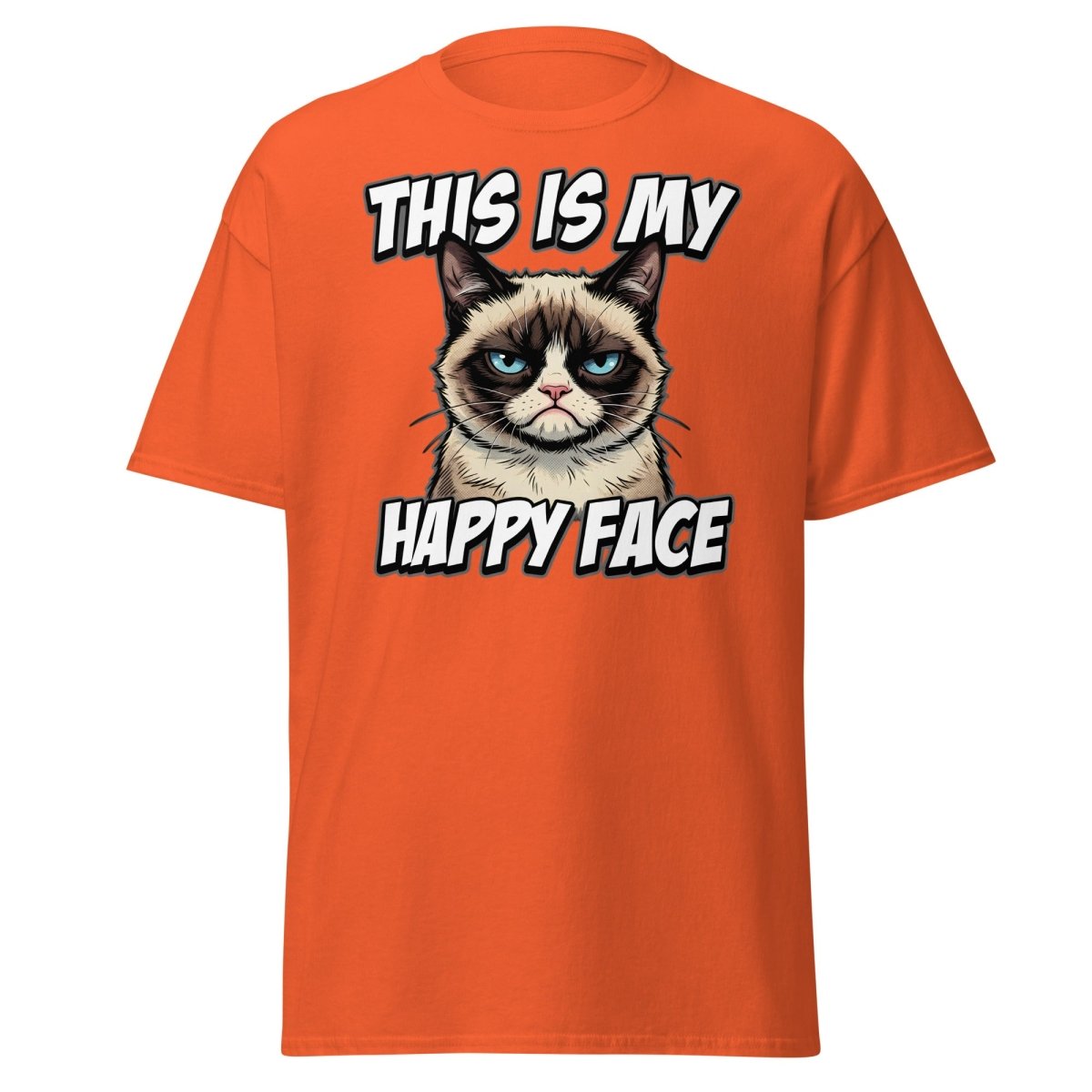 This Is My Happy Face Grumpy Cat T-Shirt - Orange - TeeRipple