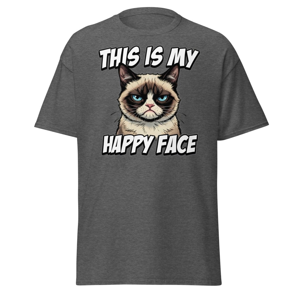 This Is My Happy Face Grumpy Cat T-Shirt - Dark Heather - TeeRipple